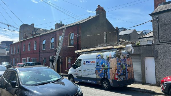 Roofers repairing chimney in Kilcullen, County Kildare